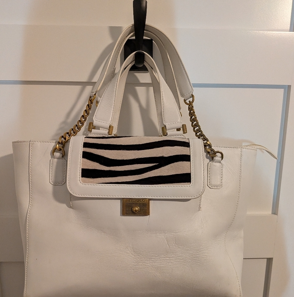 Jimmy Choo EUC Black & White  Camille Bag with Real  Calf Hair